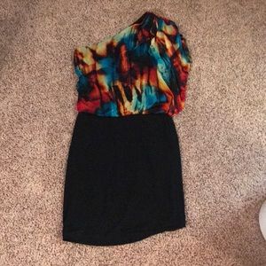 One sleeve flowy pencil skirt dress